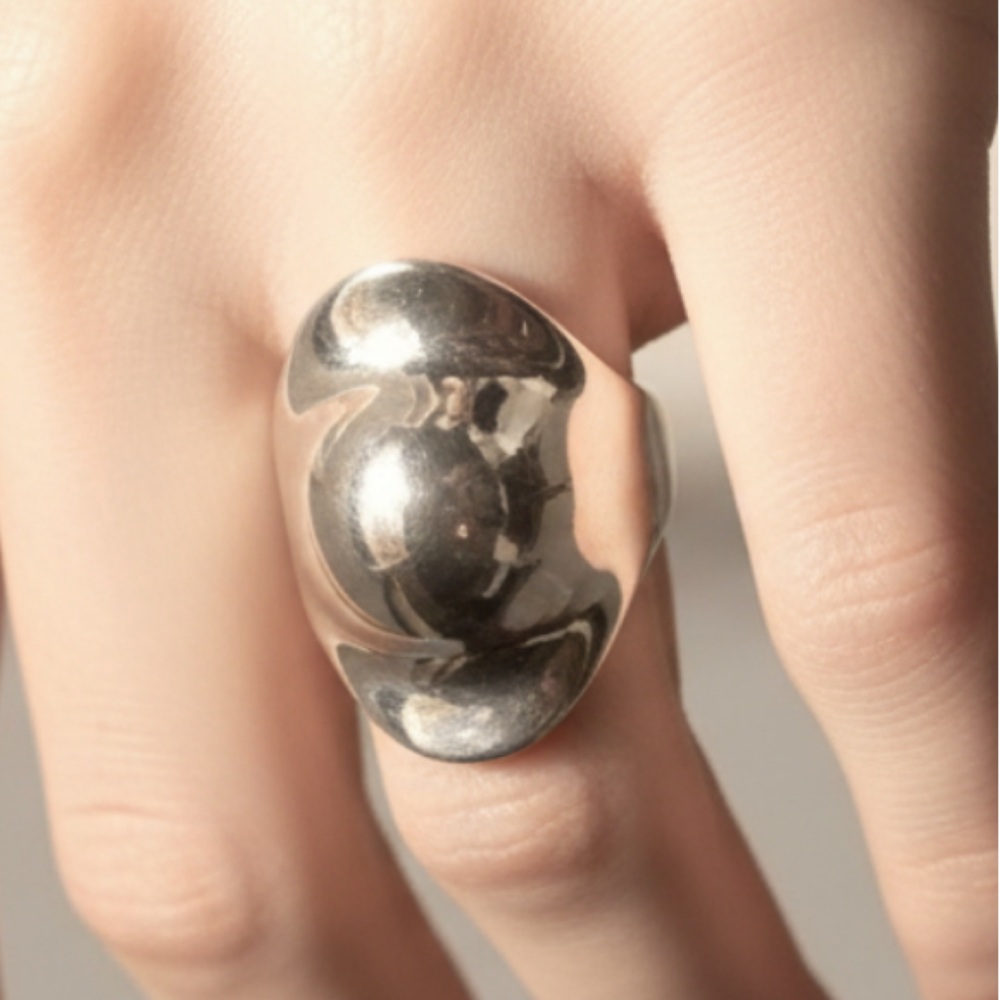 Sterling Silver Chunky  Dome Style Ring Sz 8